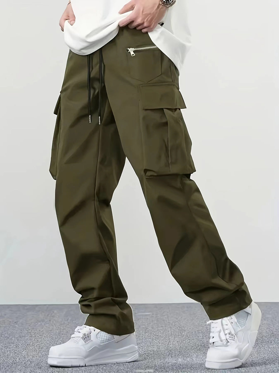 Herren weite Utility-Cargohose mit Tunnelzugbund, Multifunktionstaschen & Reißverschlusstasche Echo Archiv