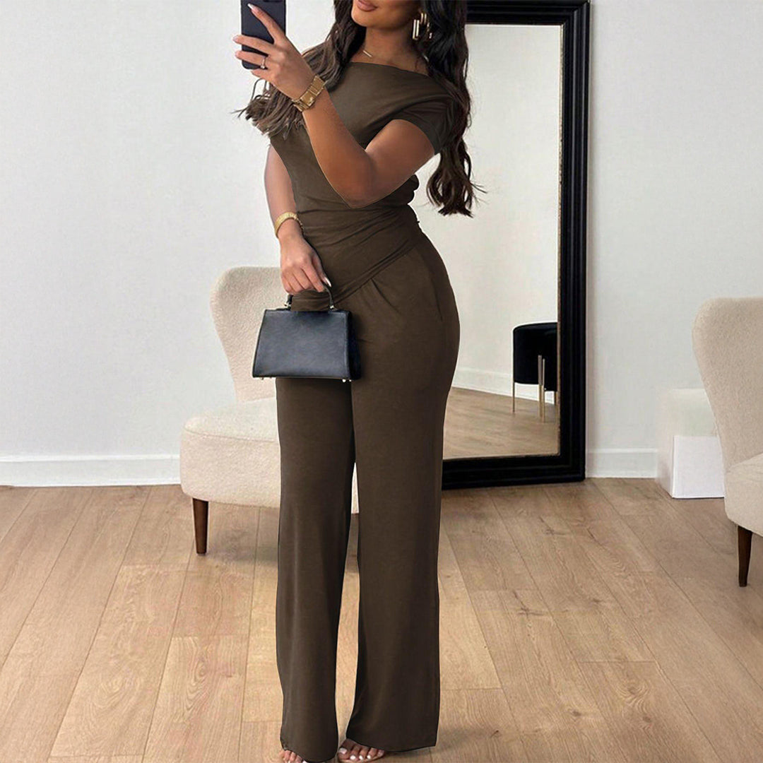 Damen Eleganter Overall mit Wickeldesign und weitem Bein Echo Archiv