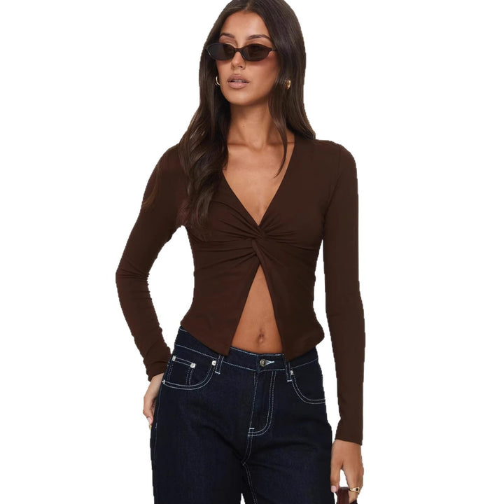 Damen Langarm-Top mit eleganter Wickeloptik Echo Archiv