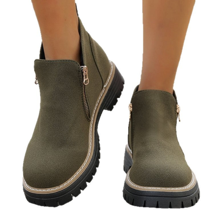 Damen Ankle-Boots mit grober Profilsohle und seitlichem Reißverschluss – Varelle