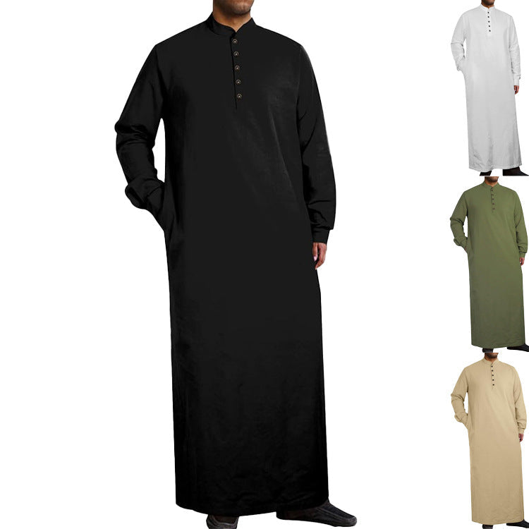 Herren moderner Kaftan mit Knopfleisten-Design und weichem Baumwollmaterial Echoarchiv