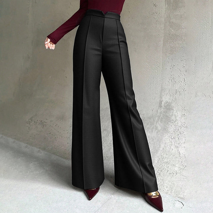 Damen elegante weite Palazzo-Hose mit Bügelfalte und hochgeschnittener Taille – Avélisse