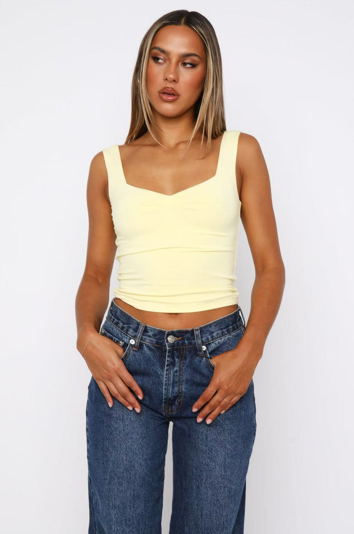 Damen figurbetontes Crop-Top mit breiten Trägern und V-Ausschnitt Echo Archiv