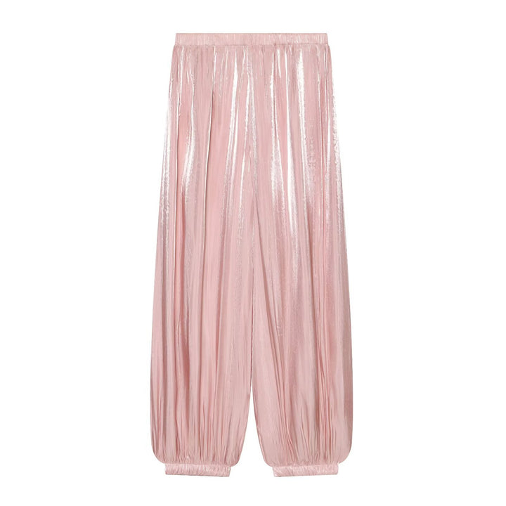 Damen Plissierte glänzende High‑Waist Palazzo-Jogger Echo Archiv