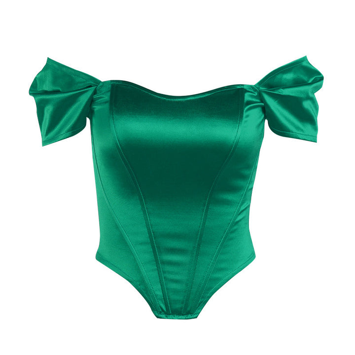 Damen elegantes Satin-Bustier mit Schulterdetails Echo Archiv