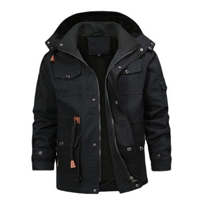 Herren Robuster Canvas-Fieldparka mit durchgehendem Teddyfutter, abnehmbarer Kapuze und Multifunktions‑Taschen Echo Archiv