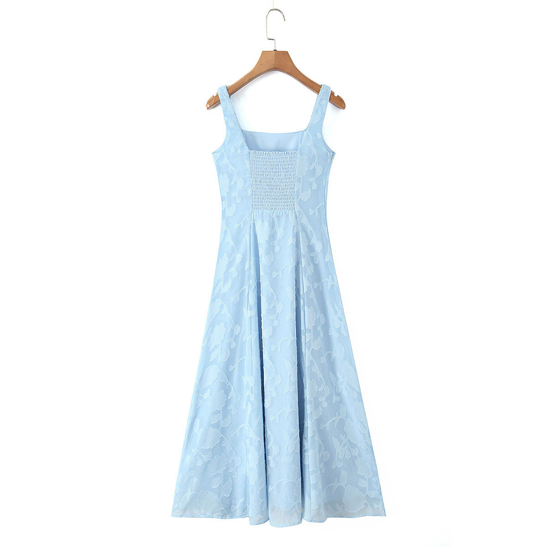Damen Maxikleid mit floralem Reliefmuster und eleganten Trägern Echo Archiv