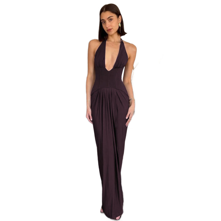 Damen Figurbetontes Abendkleid mit tiefem Ausschnitt und eleganter Drapierung Echo Archiv