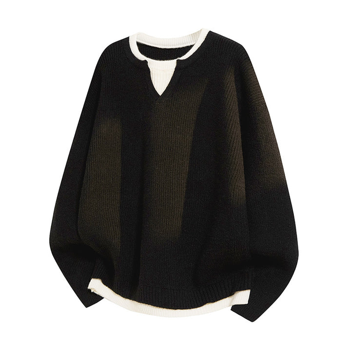 Damen Eleganter lässiger Pullover mit V-Ausschnitt und weitem Schnitt Echoarchiv