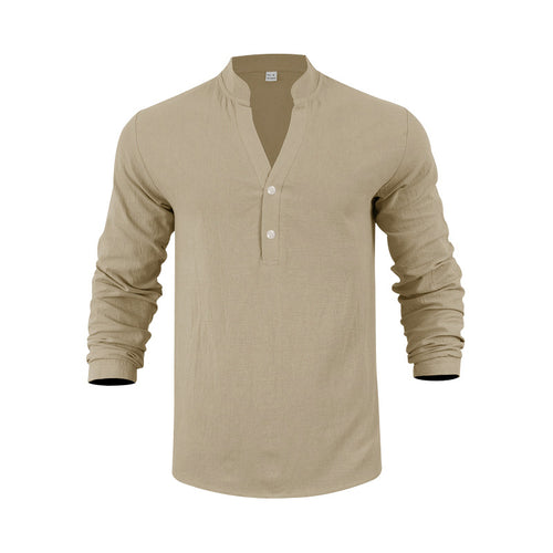 Herren Langarm-Henley-Shirt mit bequemen Knöpfen und lässigem Schnitt Echoarchiv