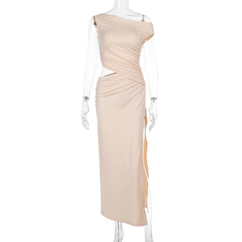 Damen Elegantes Maxikleid mit asymmetrischem Schnitt und Drapierungsdetails Echo Archiv