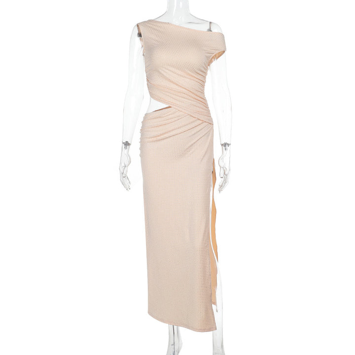 Damen Elegantes Maxikleid mit asymmetrischem Schnitt und Drapierungsdetails Echo Archiv