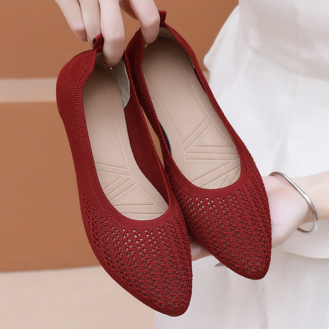 Damen nan atmungsaktive gestrickte Ballerina-Slipper mit perforiertem Obermaterial und orthopädischem Memory-Fußbett Echo Archiv