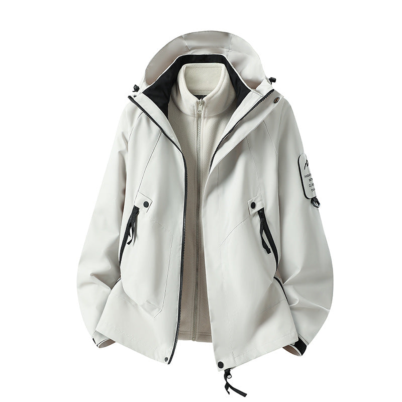 Herren Zwei-in-eins Wetterschutzjacke mit abnehmbarer Steppweste und verstellbarer Kapuze Echoarchiv