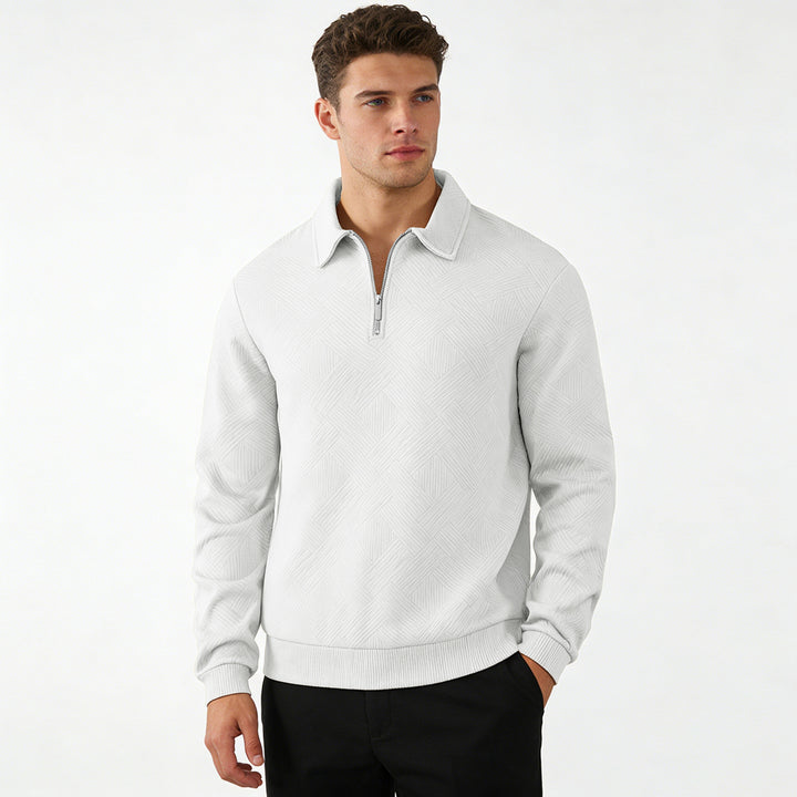 Herren Strukturierter Halbzip-Pullover mit Kragen und Rippbündchen Echoarchiv