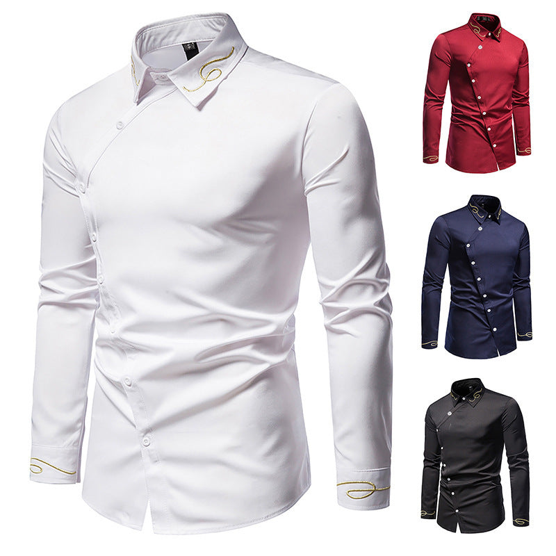 Herren Elegantes Langarmhemd mit dekorativen Knopfdetails Echoarchiv