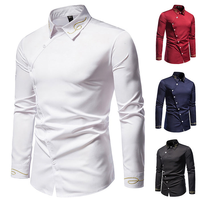 Herren Elegantes Langarmhemd mit dekorativen Knopfdetails Echoarchiv
