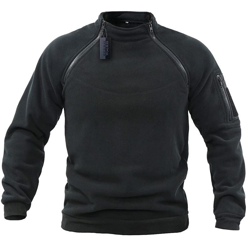 Herren Funktionsfleece-Pullover mit Schulterbelüftung, hohem Stehkragen und Armtasche – Marzano