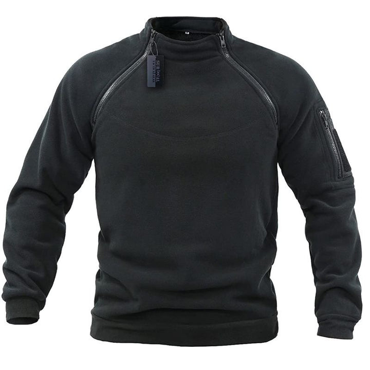 Herren Funktionsfleece-Pullover mit Schulterbelüftung, hohem Stehkragen und Armtasche – Marzano