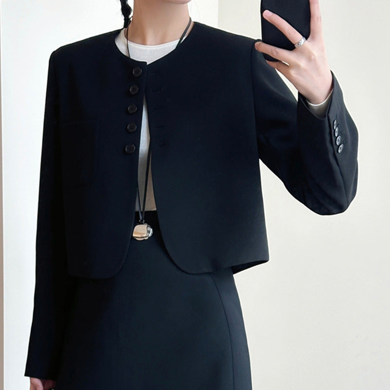 Damen Modische Blazerjacke mit kurzen Ärmeln Echoarchiv