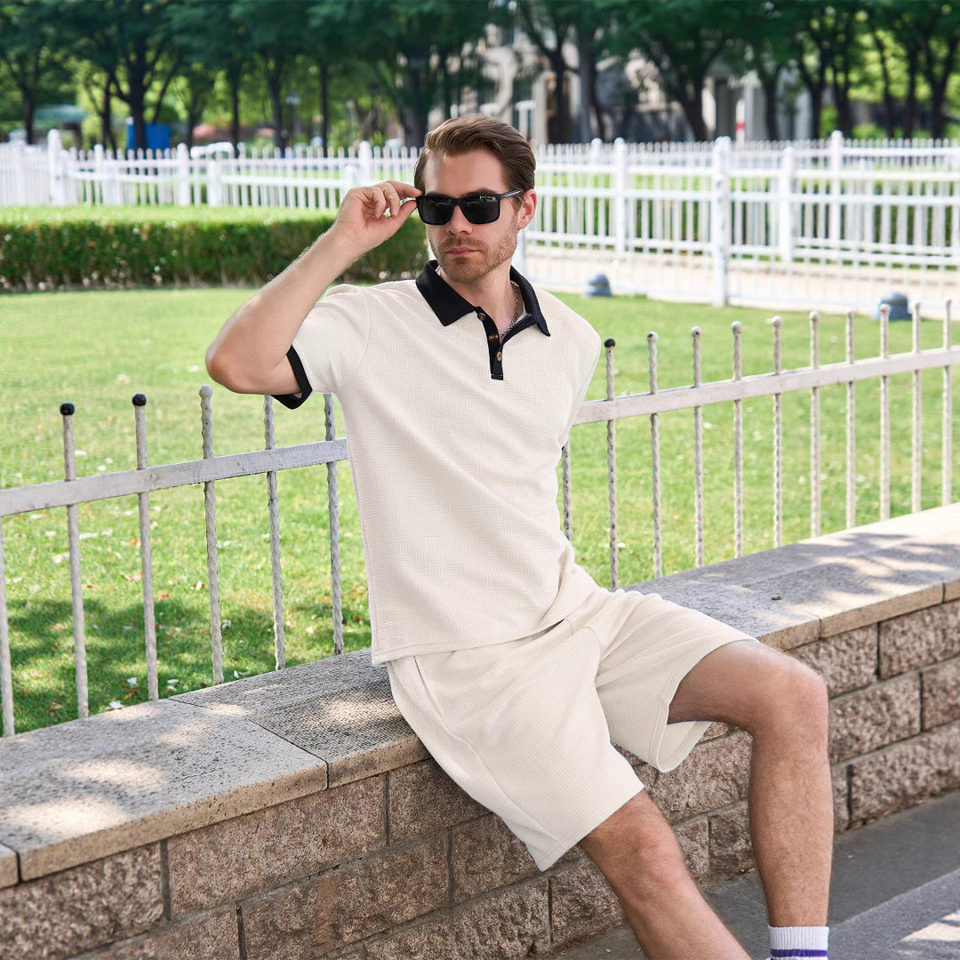 Herren Polo-Kurzarmset mit modischem Kontrastkragen und komfortabler Passform Echoarchiv