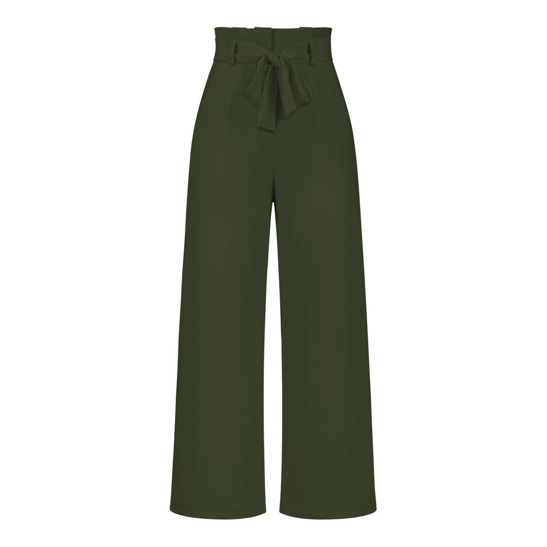 Damen hochtaillierte Paperbag-Hose mit weitem Bein und Taillengürtel – Avérine