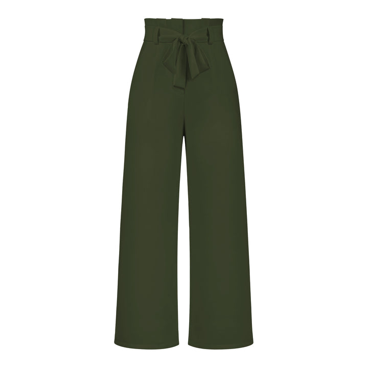 Damen hochtaillierte Paperbag-Hose mit weitem Bein und Taillengürtel – Avérine