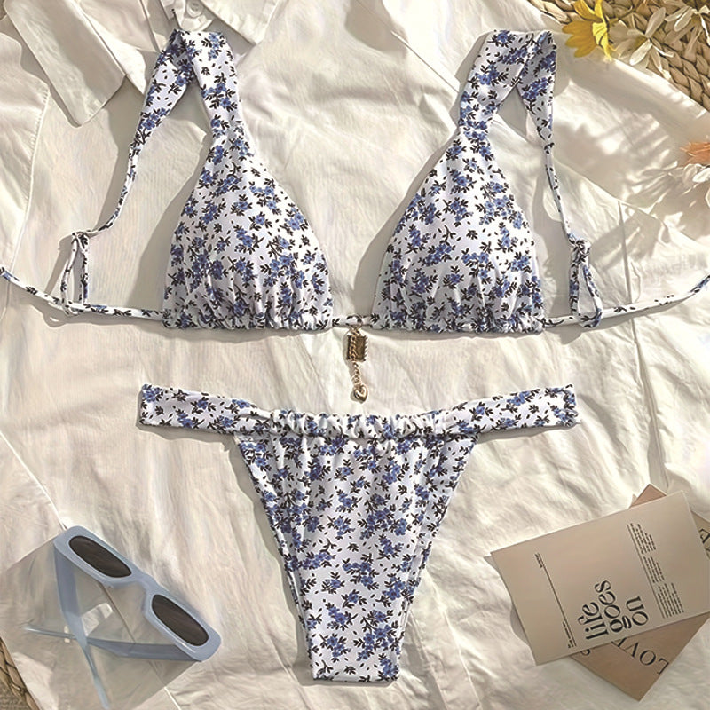 Damen Triangel-Bikini mit tierischem Muster und verstellbaren Trägern Echo Archiv