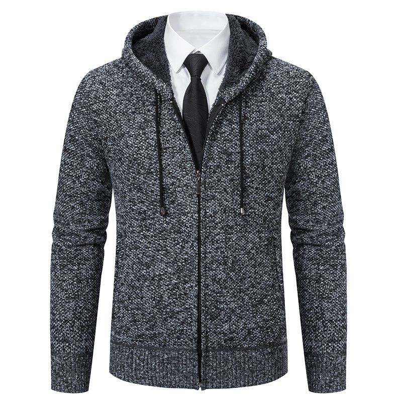 Herren modische Strickjacke mit Kapuze und elegantem Reißverschluss Echoarchiv