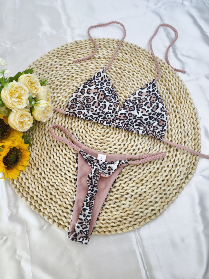 Damen Triangel-Bikini-Set mit fröhlichem Kirschmuster und verstellbaren Trägern Echo Archiv