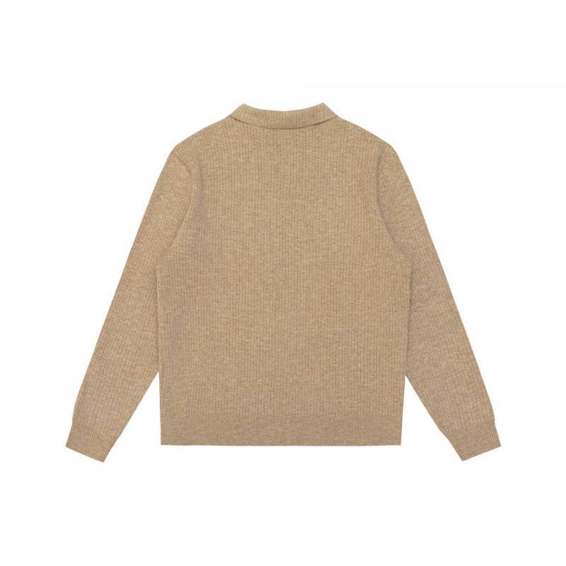 Herren Feinstrick-Poloshirt mit Rippenstruktur, Langarm und klassischem Hemdkragen Echo Archiv