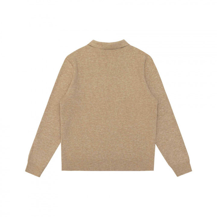 Herren Feinstrick-Poloshirt mit Rippenstruktur, Langarm und klassischem Hemdkragen Echo Archiv