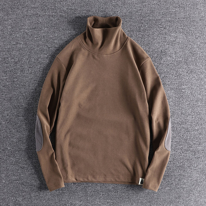 Herren Stehkragenpullover aus hochwertigem Fleece mit kontrastierenden Ellbogenpatches Echoarchiv
