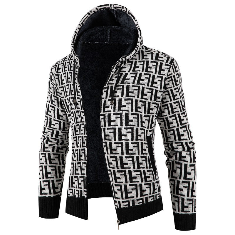 Herren trendige Strickjacke mit modernem Muster Echoarchiv