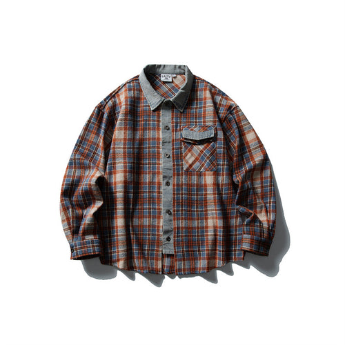 Herren Relaxed-Fit Karo-Flanell Hemdjacke mit Cordbesatz Echoarchiv