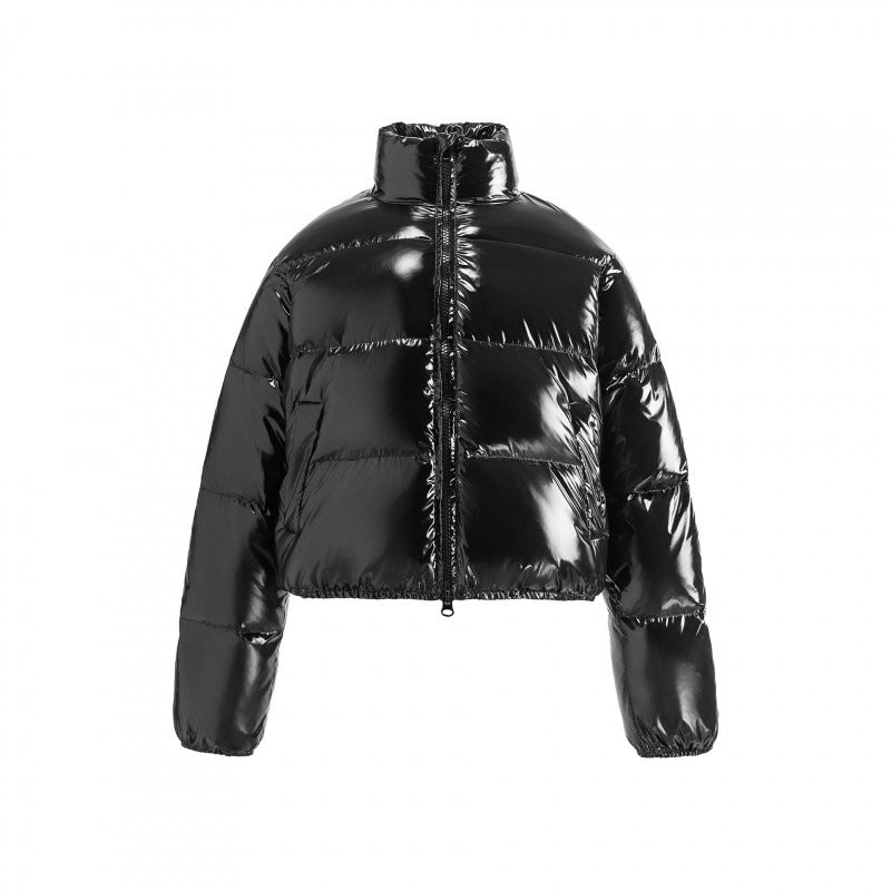 Damen Kurz geschnittene glänzende Steppjacke im Cropped‑Fit mit hohem Stehkragen Echo Archiv