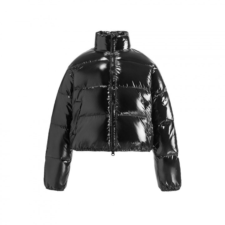 Damen Kurz geschnittene glänzende Steppjacke im Cropped‑Fit mit hohem Stehkragen Echo Archiv