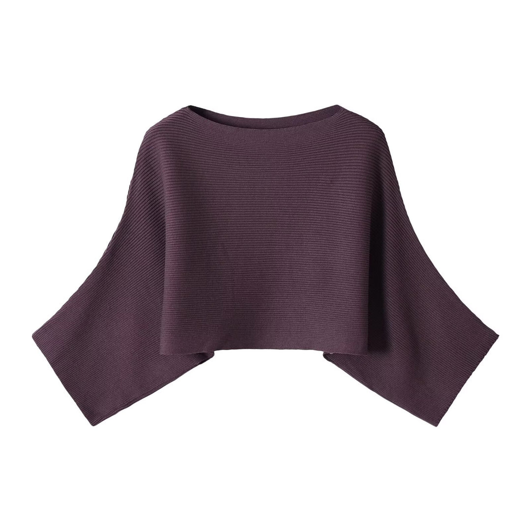 Damen Gerippter Kurz‑Poncho mit U‑Boot‑Ausschnitt und kastiger Silhouette Echo Archiv