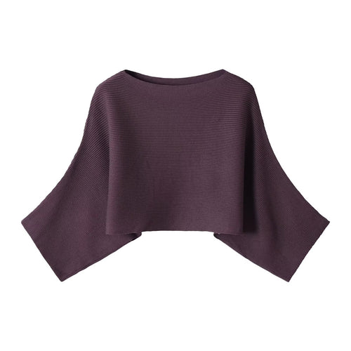 Damen Gerippter Kurz‑Poncho mit U‑Boot‑Ausschnitt und kastiger Silhouette Echo Archiv