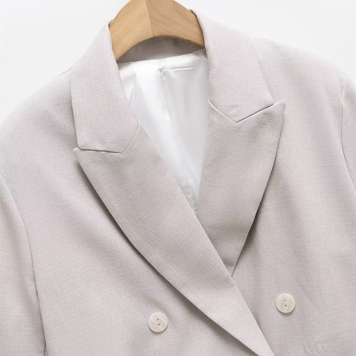 Damen Cropped Doppelreiher-Blazer mit Reverskragen Echo Archiv