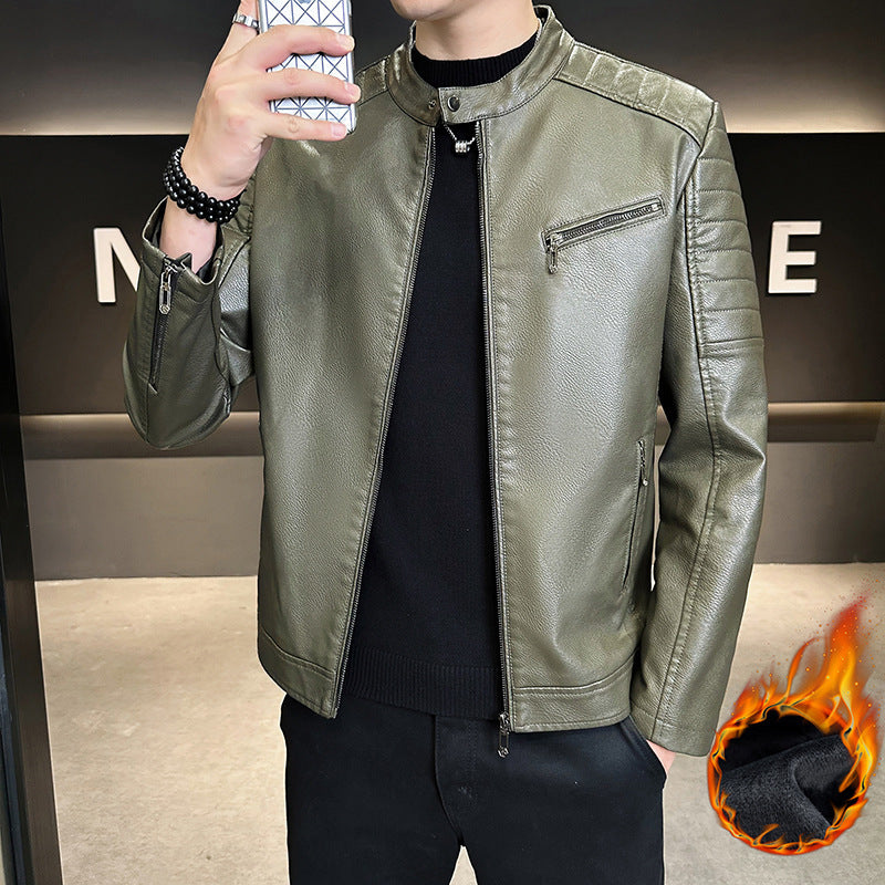 Herren Modische Kunstlederjacke mit Stehkragen Echo Archiv 1788322179