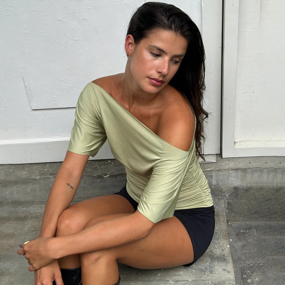 Damen Off-Shoulder Oberteil mit modischer Raffung Echo Archiv