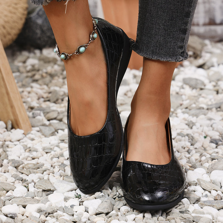 Damen  elegante Ballerina mit leichter Keilsohle und Krokoprägung Echo Archiv