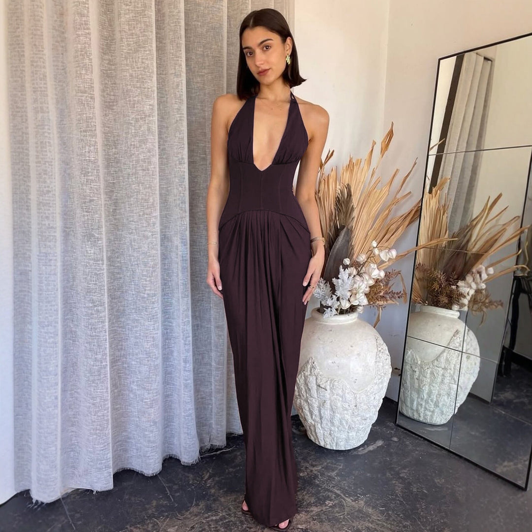 Damen Figurbetontes Abendkleid mit tiefem Ausschnitt und eleganter Drapierung Echo Archiv