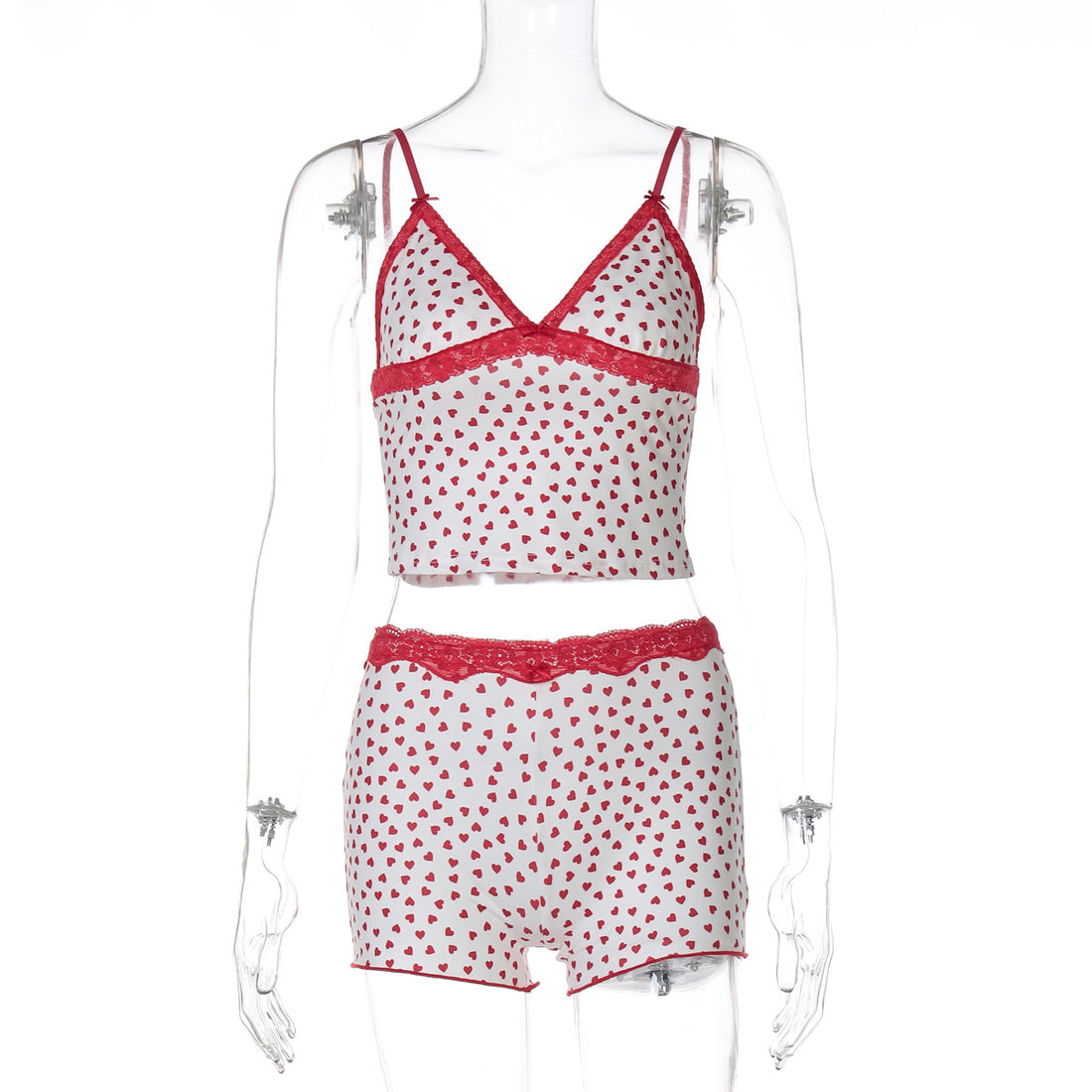 Damen Schlafanzug-Set mit zartem Herzmotiv – Élanora