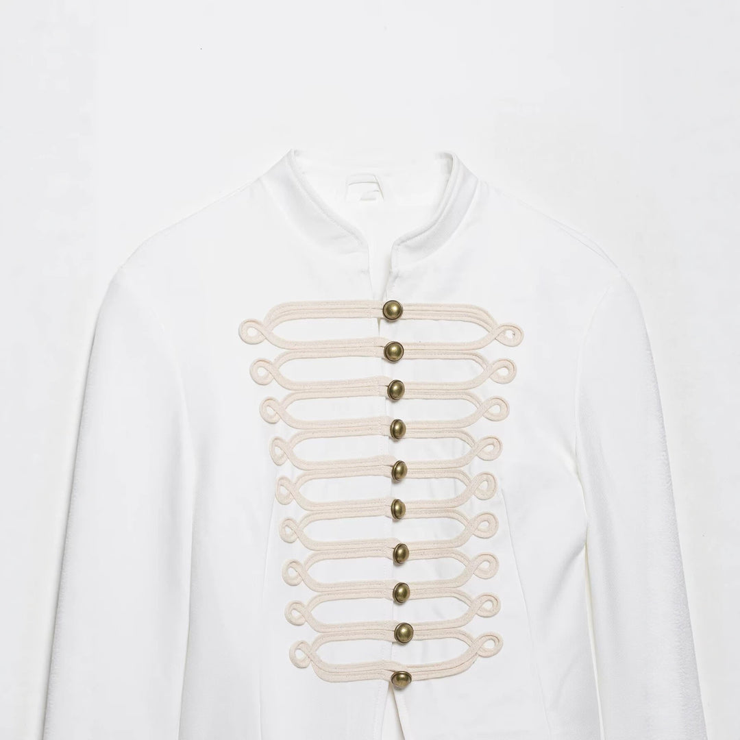 Damen Kurzjacke im Palais‑Hussarenstil mit Stehkragen und ornamentaler Zierbesatz Echo Archiv