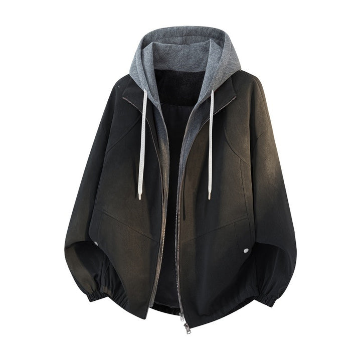 Damen Oversize Kapuzenjacke mit zweilagiger Kontrastkapuze und elastischem Saum Echoarchiv