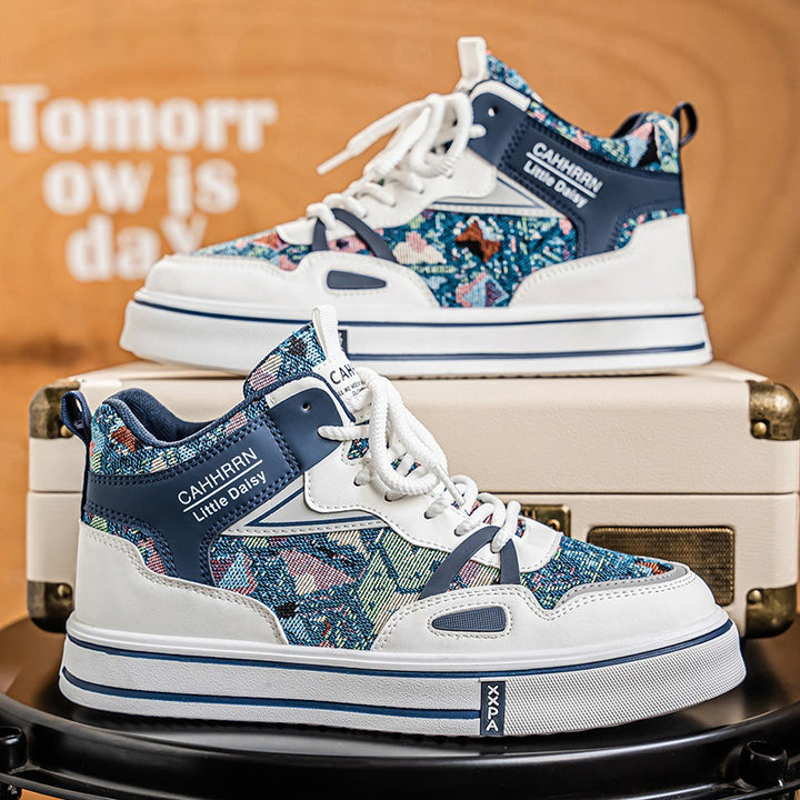 Damen modische High-Top Plateausneaker mit gewebtem Gobelinmuster, gepolstertem Knöchelkragen und dämpfender EVA-Sohle Echo Archiv