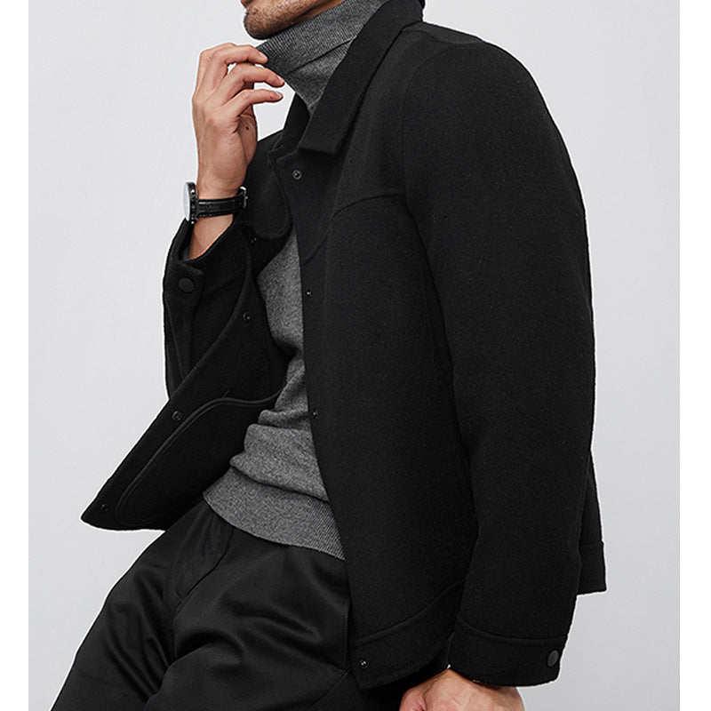 Herren Kastenförmige Wollmix-Blousonjacke mit verdeckter Druckknopfblende und Eingrifftaschen Echoarchiv