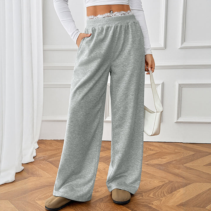 Damen Komfortweite Jersey-Loungehose mit hohem Elastikbund – Avélisse